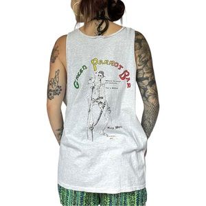 Green Parrot Bar Skeleton Tank Top • Size XL 🦜🌊